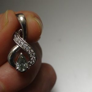 NWOT 2.08ct BLUE PEAR MOISSANITE STERLING PENDANT